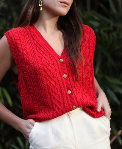 Cherry Red Cardigan