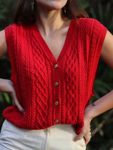 Cherry Red Cardigan