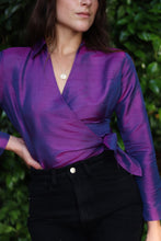 Load image into Gallery viewer, Iridescent Violet Wrap Blouse