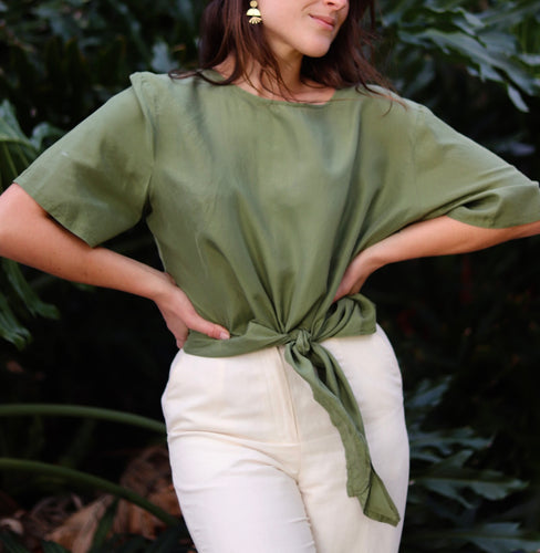 Olive Silk Blouse