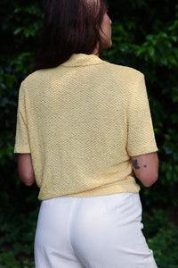 Vintage Pale Yellow Textured Blouse