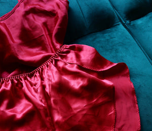 Crimson Satin Sleepwear Set
