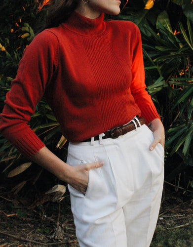 Burnt Orange Mock Neck Sweater