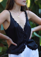 Load image into Gallery viewer, Vintage Satin And Lace Black Cami