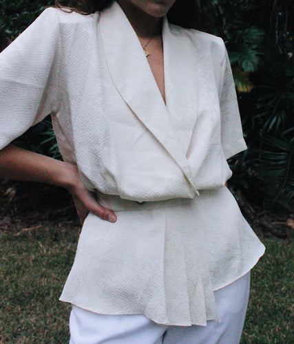 Vintage Ivory Wrap Blouse