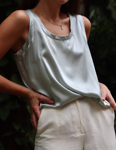 Vintage Silver Silk Blouse