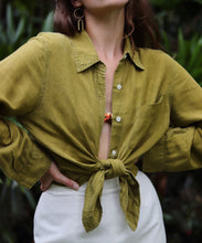 Load image into Gallery viewer, Olive Linen Blouse