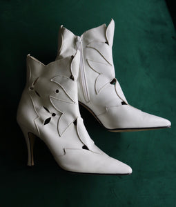 Vintage White Italian-Made Leather Boots