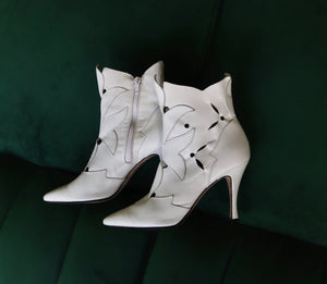 Vintage White Italian-Made Leather Boots
