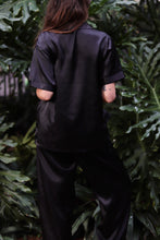 Load image into Gallery viewer, Black Satin Loungewear Set