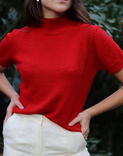 Crimson Mock Neck Knit