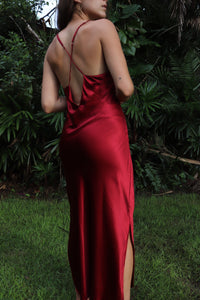 Vintage Pure Silk Ruby Gown