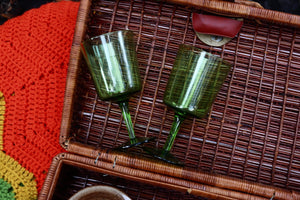 Vintage Green Wine Glass Set