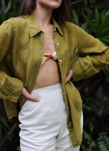 Olive Linen Blouse