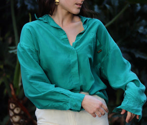 Pure Silk Teal Blouse